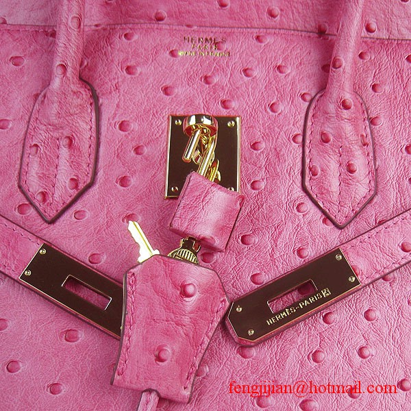 Hermes Birkin 35cm Ostrich Veins Handbag Light Peachblow 6089 Gold Hardware